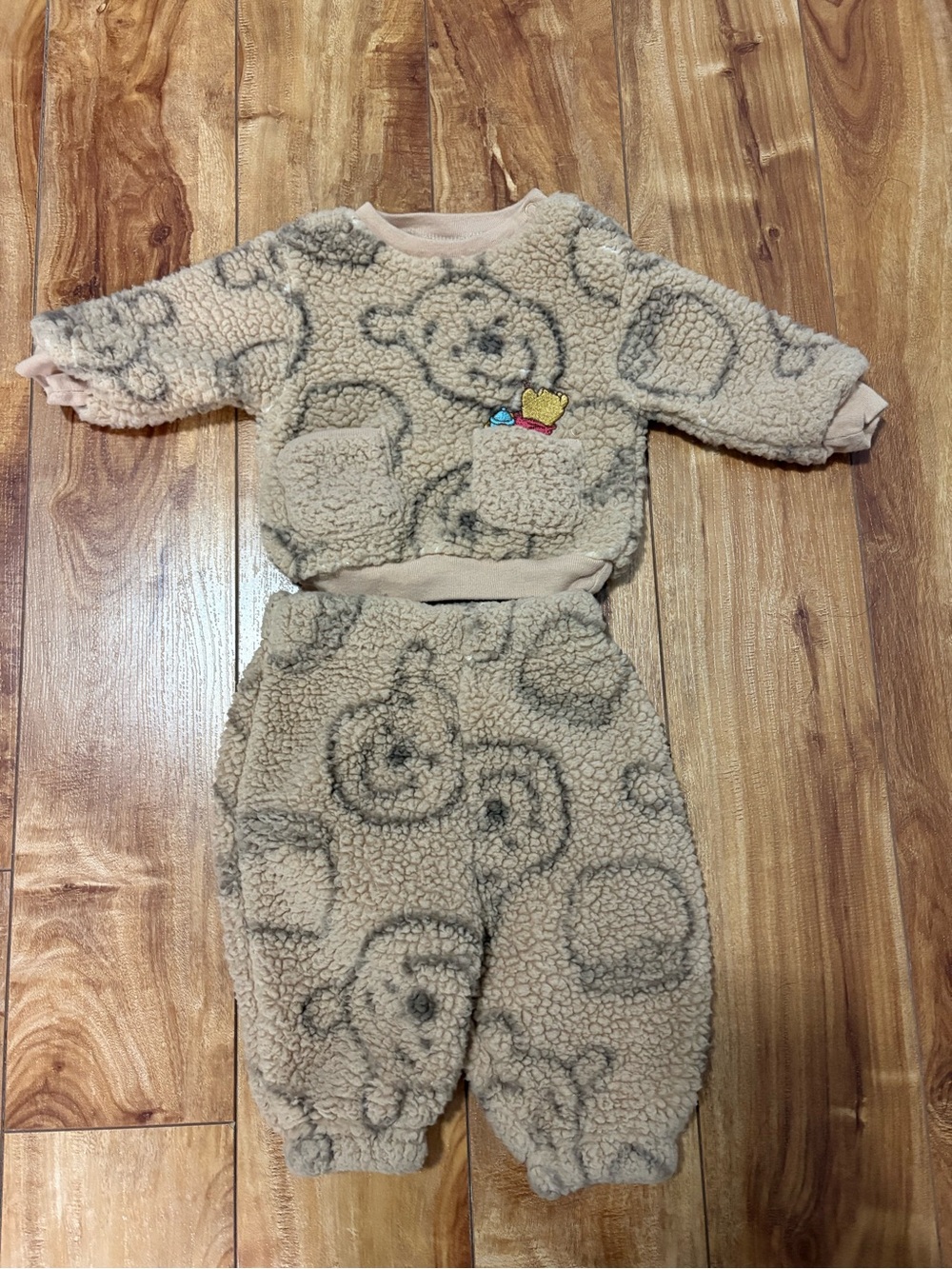 Disney Winnie the Pooh Cozy Teddy Sherpa Baby Set in Beige